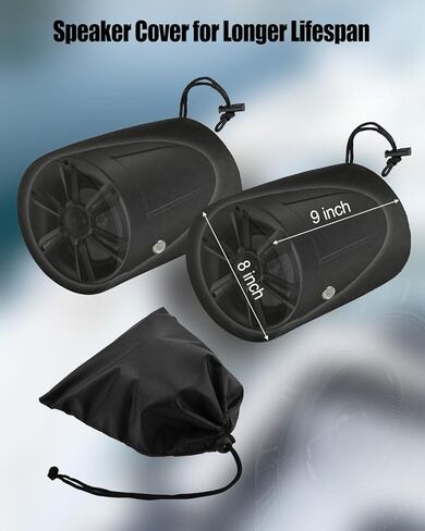 2 Pack Boat Speaker Covers 8" H x 8" W x 9" D 900D Oxford Fabric, Marine Speaker Cover with Storage Bag in Saudi Arabia
