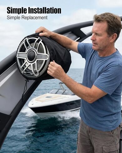 2 Pack Boat Speaker Covers 8" H x 8" W x 9" D 900D Oxford Fabric, Marine Speaker Cover with Storage Bag in Saudi Arabia
