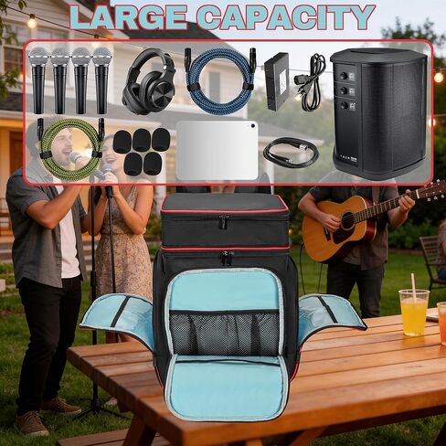 حقيبة ظهر متوافقة مع Bose S1 Pro Plus، حقيبة حمل مكبر صوت بلوتوث للسفر لـ Bose S1 Pro/Pro Plus، ميكروفون، شاحن، كابل وملحقات، أسود in Kuwait