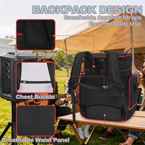 حقيبة ظهر متوافقة مع Bose S1 Pro Plus، حقيبة حمل مكبر صوت بلوتوث للسفر لـ Bose S1 Pro/Pro Plus، ميكروفون، شاحن، كابل وملحقات، أسود in Kuwait