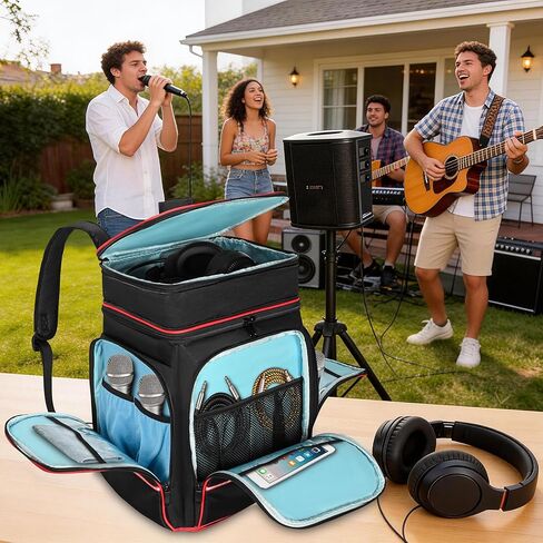 حقيبة ظهر متوافقة مع Bose S1 Pro Plus، حقيبة حمل مكبر صوت بلوتوث للسفر لـ Bose S1 Pro/Pro Plus، ميكروفون، شاحن، كابل وملحقات، أسود in Kuwait