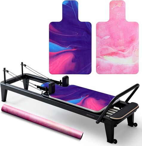 Shyyween 2 Pack Pilates Reformer Mat، غطاء ميكروسويد غير قابل للانزلاق مع فتحة مسند الرأس، ظهر من المطاط الطبيعي، ماص للعرق، 96.5 سم × 55.88 سم، يناسب معظم المصلحين، وردي وأرجواني in Saudi Arabia