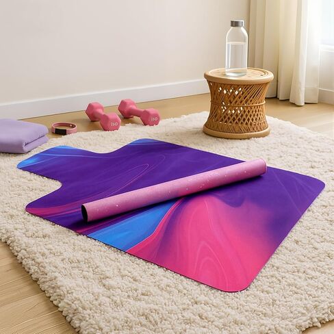 Shyyween 2 Pack Pilates Reformer Mat، غطاء ميكروسويد غير قابل للانزلاق مع فتحة مسند الرأس، ظهر من المطاط الطبيعي، ماص للعرق، 96.5 سم × 55.88 سم، يناسب معظم المصلحين، وردي وأرجواني in Saudi Arabia