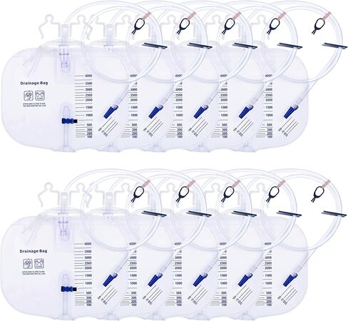 4000ml Urinary Drainage Bag, 3 Pack Catheter Bags for Women and Men, Professional High Capacity Urinary Drainage Bags with Anti-Reflux Chamber,50" Drainage Tube, Adjustable Clips & Hanging Hook in Kuwait