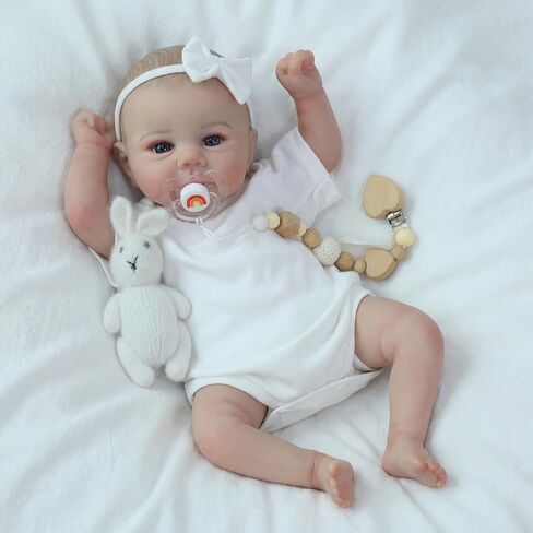 SCOM Silicone Reborn Baby Dolls Juliette - 18 Inch Lifelike Doll Cute Soft Vinyl Realistic Baby Doll Poseable Smiling Real Life Dolls with Accessories for Kids 3+ Gifts, Pretend Play in Kuwait