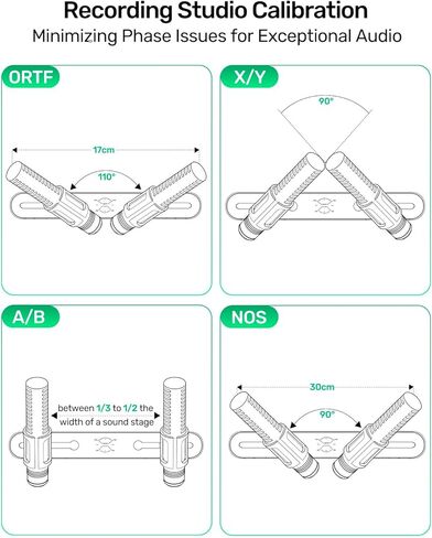 Stereo Array Spacing Microphone Bar Holder, Dual Mic Stand, Heavy-Duty Aluminum with Ruled Markings, Holds 2 Mics - X-Y and ORTF Mic T-Bar Bracket, Fits 3/8" 1/4" and 5/8" Mic Stands in Kuwait