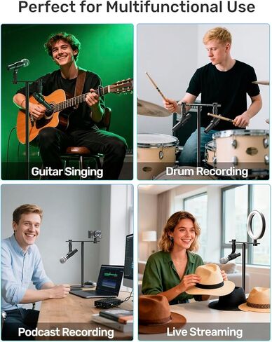 Stereo Array Spacing Microphone Bar Holder, Dual Mic Stand, Heavy-Duty Aluminum with Ruled Markings, Holds 2 Mics - X-Y and ORTF Mic T-Bar Bracket, Fits 3/8" 1/4" and 5/8" Mic Stands in Kuwait