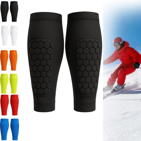 Shin Guards for Skiing,Breathable Eva Foam Leg Protection,Anti-Collision Elastic Compression Sleeve with Honeycomb Pads for Skiing in Kuwait