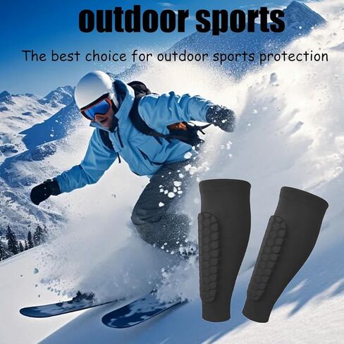Shin Guards for Skiing,Breathable Eva Foam Leg Protection,Anti-Collision Elastic Compression Sleeve with Honeycomb Pads for Skiing in Kuwait