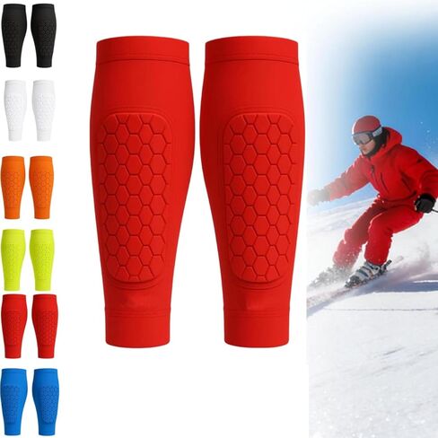 Shin Guards for Skiing,Breathable Eva Foam Leg Protection,Anti-Collision Elastic Compression Sleeve with Honeycomb Pads for Skiing in Kuwait