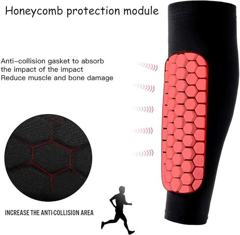 Shin Guards for Skiing,Breathable Eva Foam Leg Protection,Anti-Collision Elastic Compression Sleeve with Honeycomb Pads for Skiing in Kuwait