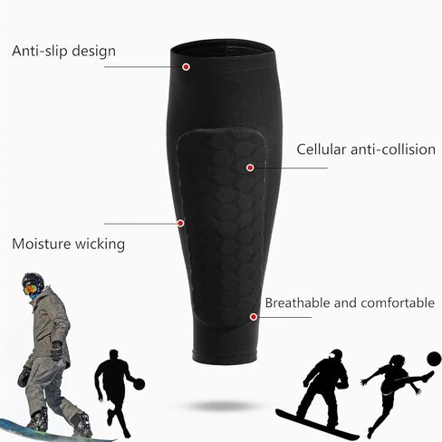 Shin Guards for Skiing,Breathable Eva Foam Leg Protection,Anti-Collision Elastic Compression Sleeve with Honeycomb Pads for Skiing in Kuwait