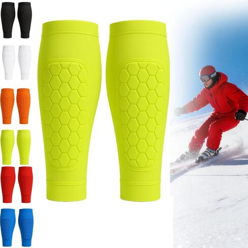 Shin Guards for Skiing,Breathable Eva Foam Leg Protection,Anti-Collision Elastic Compression Sleeve with Honeycomb Pads for Skiing in Kuwait