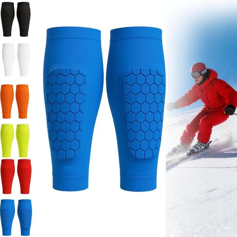 Shin Guards for Skiing,Breathable Eva Foam Leg Protection,Anti-Collision Elastic Compression Sleeve with Honeycomb Pads for Skiing in Kuwait