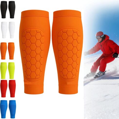 Shin Guards for Skiing,Breathable Eva Foam Leg Protection,Anti-Collision Elastic Compression Sleeve with Honeycomb Pads for Skiing in Kuwait