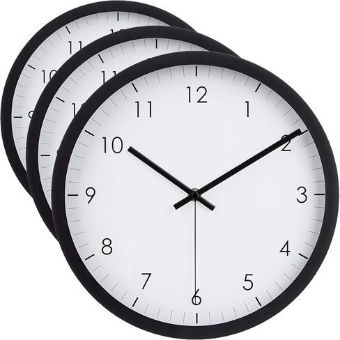 Amazon Basics Classic 12", Easy to Read, Silent Non Ticking, Battery Operated, Round Wall Clock, Black in Saudi Arabia