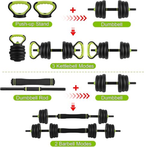 Adjustable Dumbbell Set 44/66/88 LB, at Home Weight Set with Anti-Roll Plates, PE Grip, ABS Coated Weights - Weights for Home Gym Convertible to Push-Up Stands, Barbells & Kettlebells for Women & Men in Saudi Arabia