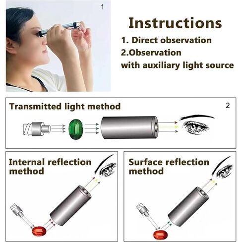 مطياف حيود محمول باليد، مطياف منشوري كامل الطيف للجواهر الدقيقة، عدسة عين للمجوهرات مقاس 8 مم، للمجوهرات والمجوهرات والصخور والطوابع والعملات المعدنية والساعات والهوايات والتحف in Kuwait