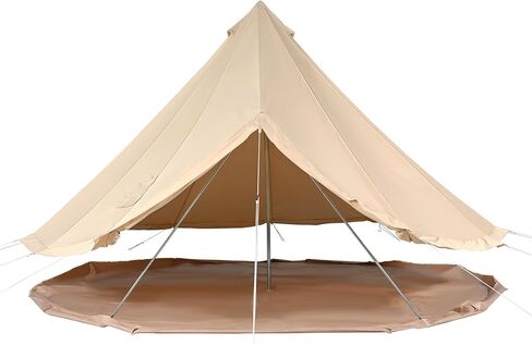 VEVOR Canvas Bell Tent, 4 Seasons 6 m/19.68 ft Yurt, for Camping with Stove Jack, Holds up to 10 People, Family Camping Outdoor Hunting Party in Kuwait