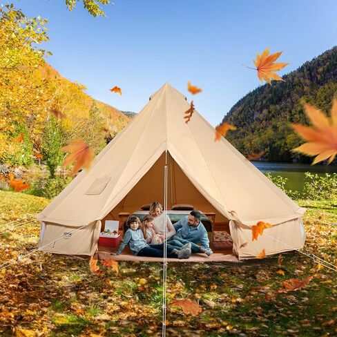 VEVOR Canvas Bell Tent, 4 Seasons 6 m/19.68 ft Yurt, for Camping with Stove Jack, Holds up to 10 People, Family Camping Outdoor Hunting Party in Kuwait
