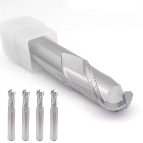 CNC Milling Cutter Center Cutting Tungsten Carbide TiAlN Coated Ball Nose End Mill HRC55 Ball Nose Cutter Carbide End Mill 1 2 4 Mm 2 Flutes Milling Cutter(R2.5x6dx50l) in Saudi Arabia
