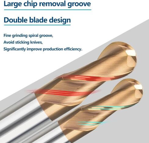 1 قطعة مطحنة نهاية الكرة الأنف 2-الفلوت CNC راوتر حفارة نحت بت R0.5-R8.0 كربيد قاطعة المطحنة TiCN المغلفة راوتر بت in Kuwait