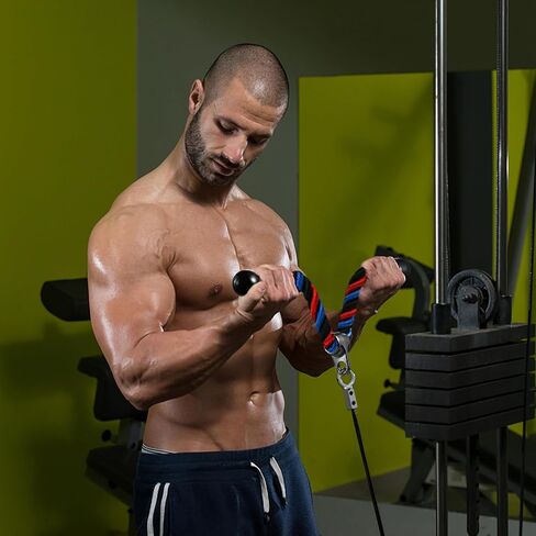 حبل ثلاثي الرؤوس فاخر لصالة الألعاب الرياضية مرفق كابل سحب للأسفل، طول حبل 31.5 بوصة، سهل الإمساك ومرفقات سحب للأسفل غير قابلة للانزلاق، حبل للتمرين in Kuwait