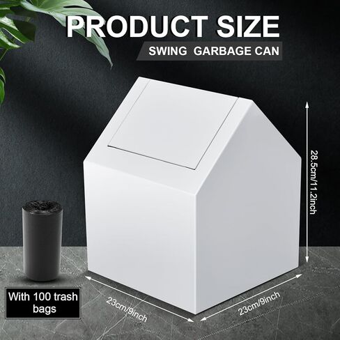 مدخل مزدوج للمناديل الصحية، وعاء متأرجح للطابق العلوي، صندوق التخلص من الحشا مع 100 كيس بطانة سوداء للتخلص، حامل حشا النفايات الأنثوية، حاوية نظافة الحمام، أبيض، معدني in Kuwait