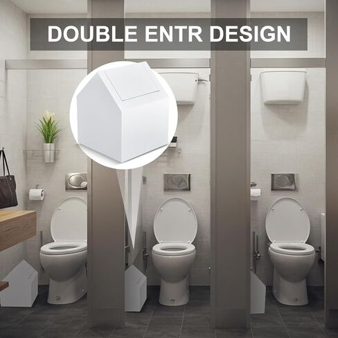 مدخل مزدوج للمناديل الصحية، وعاء متأرجح للطابق العلوي، صندوق التخلص من الحشا مع 100 كيس بطانة سوداء للتخلص، حامل حشا النفايات الأنثوية، حاوية نظافة الحمام، أبيض، معدني in Kuwait