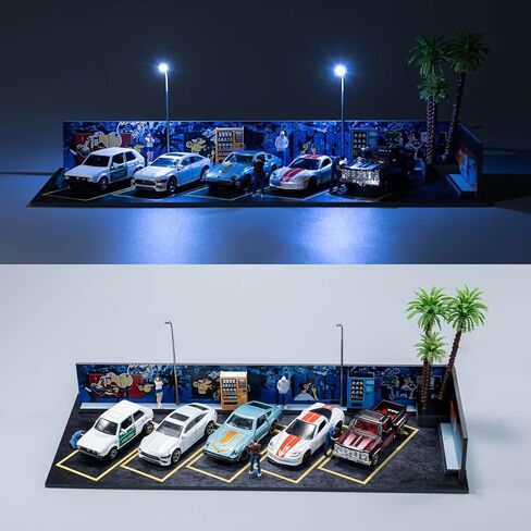 Display Case for Hot Wheels,1/64 Diorama Display Case,Graffiti Scene with LED,Display Case for 1/64 Diorama Matchbox & Hot Wheels Cars in Saudi Arabia