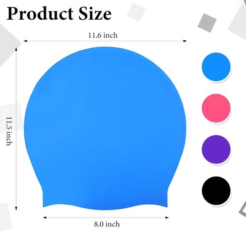 قبعات سباحة كبيرة جدًا من السيليكون مكونة من 4 قطع للشعر الطويل والضفائر والمجدل والوصلات - قبعات حمام سباحة مقاومة للماء للنساء والرجال (أسود، أزرق بحيرة، أرجواني غامق، وردي) in Kuwait
