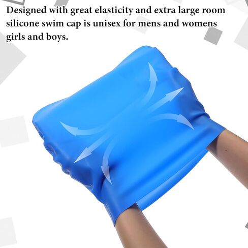قبعات سباحة كبيرة جدًا من السيليكون مكونة من 4 قطع للشعر الطويل والضفائر والمجدل والوصلات - قبعات حمام سباحة مقاومة للماء للنساء والرجال (أسود، أزرق بحيرة، أرجواني غامق، وردي) in Kuwait