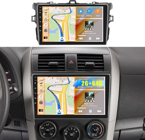 [4+64g] Hikity for Toyota Corolla 2009 2010 2011 2012 2013 Car Stereo Radio ، 1280 * 720p 9 inch touch with carplay/Android Auto/GPS Mavigation/DSP/Bluetooth+AHD Camera in Kuwait