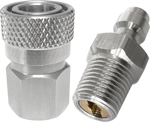 1/8 NPT Female Connector and 8mm Male Plug Fill Nipple With One-way Valve Quick-Disconnect Set, Stainless Steel Remote Line Male & Female Set for PCP Foster Paintball Airsoft Air Gun Tool in Kuwait