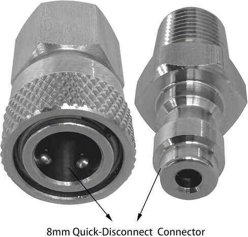 1/8 NPT Female Connector and 8mm Male Plug Fill Nipple With One-way Valve Quick-Disconnect Set, Stainless Steel Remote Line Male & Female Set for PCP Foster Paintball Airsoft Air Gun Tool in Kuwait