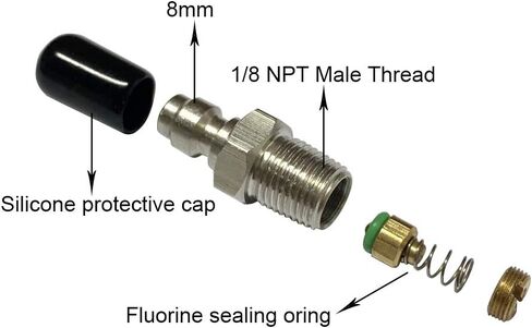 1/8 NPT Female Connector and 8mm Male Plug Fill Nipple With One-way Valve Quick-Disconnect Set, Stainless Steel Remote Line Male & Female Set for PCP Foster Paintball Airsoft Air Gun Tool in Kuwait