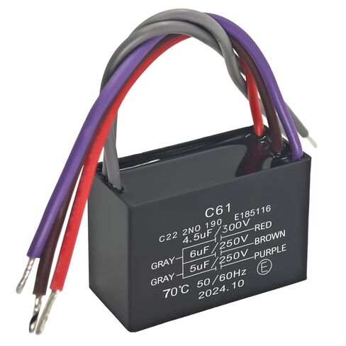 C61 5 Wire Ceiling Fan Capacitor 250VAC 4.5uF+5uF+6uF - Replacement for Ceiling Fan Motors and Speed Regulation in Saudi Arabia