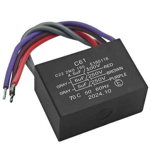 C61 5 Wire Ceiling Fan Capacitor 250VAC 4.5uF+5uF+6uF - Replacement for Ceiling Fan Motors and Speed Regulation in Saudi Arabia