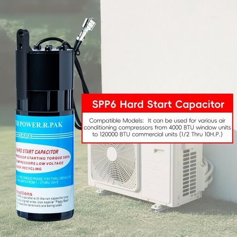 SPP6 Hard start kit for air conditioner, Hard start capacitor with 500% starting torque for air conditioner 1/2 Thru 4HP(4,000 to 120,000) Universal for ac compressor, HVAC unit, Refrigerator,Freezer in Kuwait