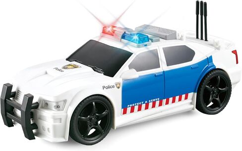 Police Car Toy with Lights and Siren Sounds for Boys Kids, Friction Powered 1:20 Diecast Plastic Pursuit Rescue Vehicle Car for Toddlers Ages 3 4 5 6 7 8 Birthday Gifts in Kuwait
