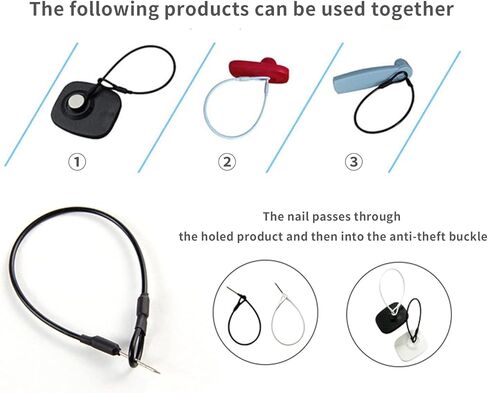 100 قطعة من العلامات الأمنية، حلقة سلكية لدبوس العلامات السوداء للعلامة الصغيرة، أنظمة منع فقدان الوزن ومكافحة السرقة بطول 6.7 بوصة، حبل مضاد للسرقة أسود in Kuwait