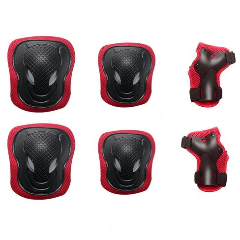 Adjustable Knee & Elbow Pads Set with Wrist Guards - Protective Gear for Skateboarding, Cycling & Roller Skating - S, Red in Saudi Arabia