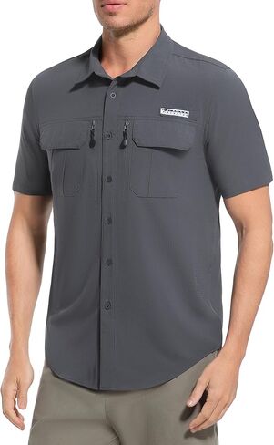 Men's Outdoor Sun Protection Shirt Short Sleeve Quick Dry Lightweight Breathable UPF50+ Hiking Fishing Travel Camping in Saudi Arabia