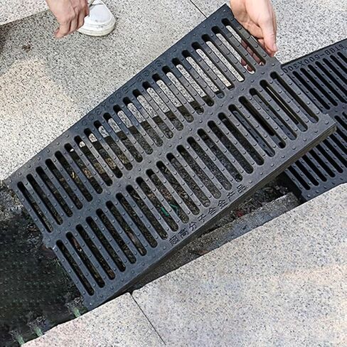 Drainage Grille Drainage Ditch, Lane Drainage Ditch Grille Cover, Garage/Sidewalk Rainwater Ditch Grille, HDPE Outdoor Trench Board Rainwater Filter(25x4cm) in Kuwait