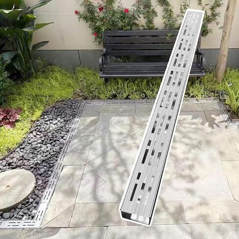 Drainage Grille Stainless Steel Kit for Drainage Ditch On Terrace, Narrow Drainage Ditch with Grille, Metal Rainwater Ditch Filter On Courtyard/roof Side(100X7x3cm) in Kuwait
