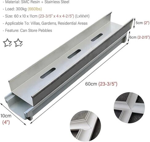 Drainage Grille Trench Drainage System, Pebble Water Guard Basement Drain with Long/Round Drainage Holes for Patio Pool Walkway in Kuwait