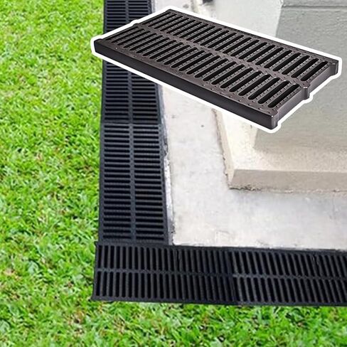 Drainage Grille Drainage Grille with Grille, Used for Indoor/Courtyard/Terrace Drainage Ditch Cover, HDPE Ditch Drainage Board for Garage/Lane(25x3cm) in Kuwait