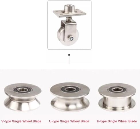 U-Type pulley 68mm Heavy Duty V Groove Caster Spring Loaded Gate Stainless Steel Rolling Wheels Load Capacity 550 Lbs(V shaped) in Saudi Arabia