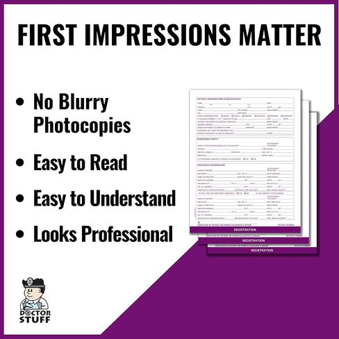 نماذج تسجيل المرضى الطبيين وطب الأسنان، حجم الحروف 8-1/2 بوصة × 11 بوصة، نماذج الإدخال، أشياء الطبيب، أرجواني داكن، حزمة من 100 ورقة، مثالية لمكاتب طب الأسنان والأطباء، بدون ثقوب in Kuwait