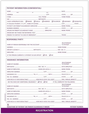 نماذج تسجيل المرضى الطبيين وطب الأسنان، حجم الحروف 8-1/2 بوصة × 11 بوصة، نماذج الإدخال، أشياء الطبيب، أرجواني داكن، حزمة من 100 ورقة، مثالية لمكاتب طب الأسنان والأطباء، بدون ثقوب in Kuwait